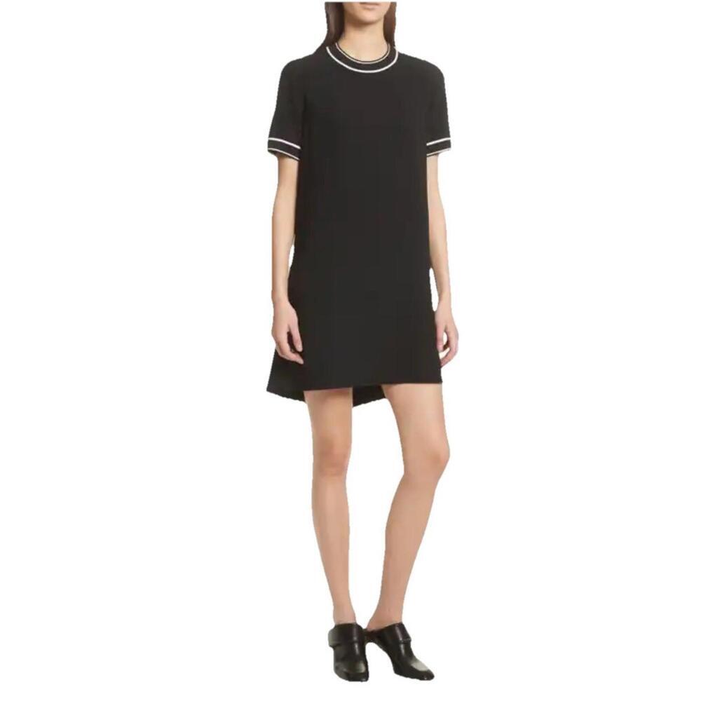 RAG & BONE Black And White Trim Dress TATCH CREW NECK SHORT SLEEVE Sz M Medium